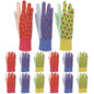 G & F Products G & F Women's Soft Cotton Jersey Gardening Gloves, Floral Print, PVC Dot Grip, Knit Wrist, Green, Red & Blue - style: 12 Pairs