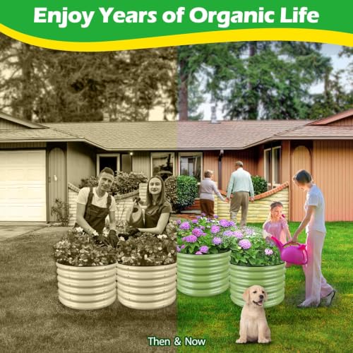 Angooni 2x2x1.4ft Galvanized Raised Garden Bed, Matcha Green Planter Kit - color: Matcha Green, size: 2x2x1.4 FT