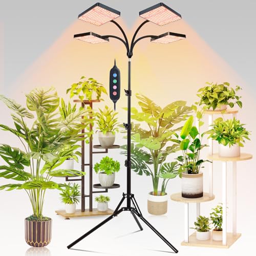 FECiDA Tall Grow Light with Stand for Big and Large Houseplant, Bonsai Tree - size: Stand-4Head-100W-Timer