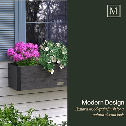 Mayne Horizon 36in Rectangular Window Box Planter, Charcoal - size: 36in