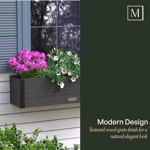Mayne Horizon 36in Rectangular Window Box Planter, Charcoal - size: 36in