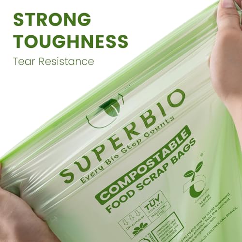 SUPERBIO 13 Gallon Compostable Kitchen Waste Bags, 50 Count, 1 Pack - color: 13 Gallon Flat Top, 50 Count