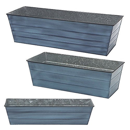 Achla Designs Galvanized Window Flower Box Planter-Nantucket Blue-Small (22" L x 6" W x 5" H) - color: Blue, size: Small