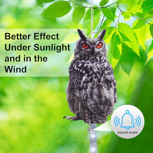 Owl Scarer for Gardens, 2Pack Fake Owl Hanging Effective Cardboard Owl Deterrent for Garden Patio Windows - color: 4 Feathered Owl02