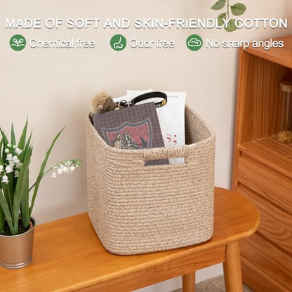 OIAHOMY Storage Cubes 11 Inch Storage Bins 3-Pack Square Baskets Brown - color: Brown