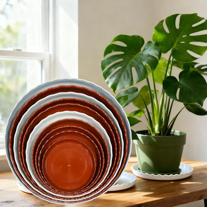 8 Pack Wave Plant Saucer 4/5/6/8 inch, White Plastic Tray for Pots - color: White, size: 4",5",6",8"