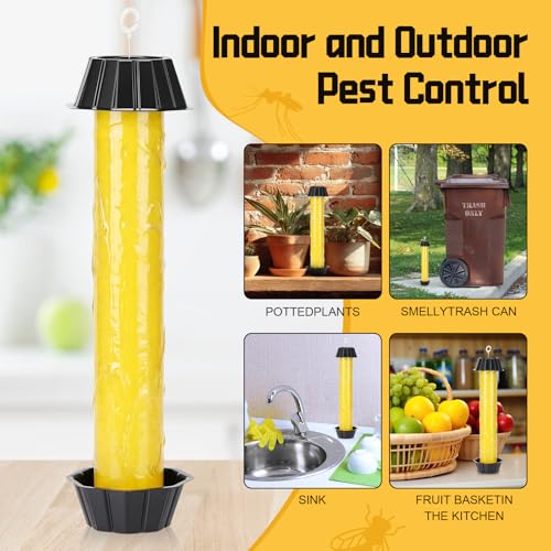 Qualirey 12 Pcs Fly Traps for Indoor Outdoor Hanging Fruit Fly Trap Sticky Mosquito for Home Insect 10 x 2.5 Inches