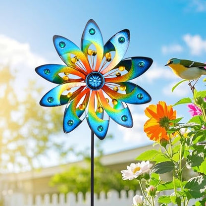Metal Wind Spinner for Yard Decor Garden Windmill Outdoor Kinetic Wind Sculpture Dual Direction for Backyard Patio Lawn Homewarming Gift