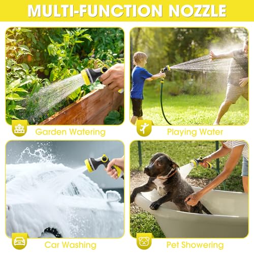 Garden Hose Nozzles,Hose Spray Nozzle with Adjustable 10 Watering Patterns - color: Yellow