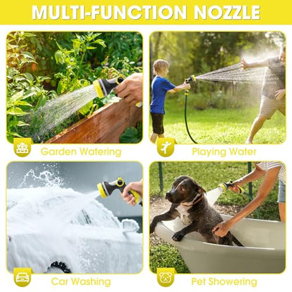 Garden Hose Nozzles,Hose Spray Nozzle with Adjustable 10 Watering Patterns - color: Yellow