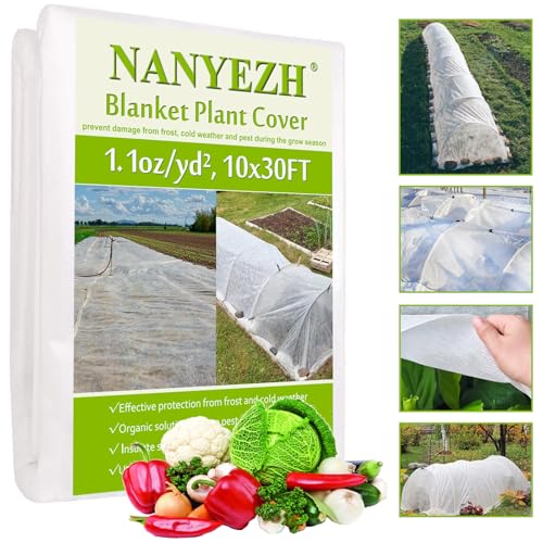NANYEZH Plant Covers Freeze Protection, 10Ft x 30Ft Frost Blankets for Outdoor Plants, 1.1oz/yd² Garden Floating Row Fabric Cover, Raised Garden Bed Cover for Winter Vegetables, Pest, Sun Protection - size: 10FT x 30FT, 1.1oz