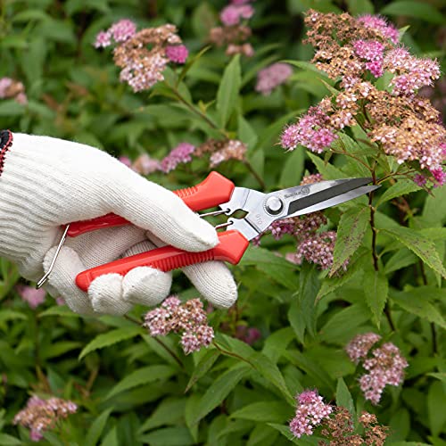 Sanung 910 2 PACK Garden Pruning Shears Multipurpose Flower Stems Branch Fruit Picking Shears Scissors Gardening Hand Pruners with Straight Steel Blades Safety Lock