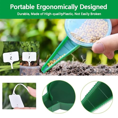 6 PCS Mini Seed Spreader Set, 2025 New Mini Sowing Seed Dispenser, Small Garden Seed Planter Tool, Hand held Manual Seed Spreader with Seedlings Dibber and Widger Set for Tiny Seeds