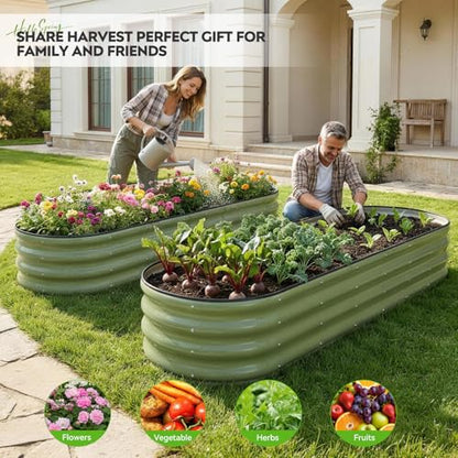 Galvanized Raised Garden Bed 1 Pack, 8x2x1ft Planter Box OliveGreen - color: Olivegreen, size: 8x2x1ft(1pcs)