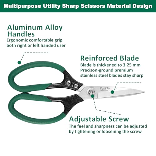 Utility Scissors All Purpose Heavy Duty 8.5 inch Sharp Blades - color: Green