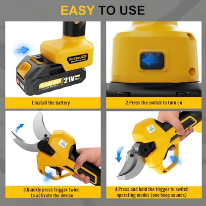 21V Brushless Cordless Electric Pruning Shears Max 2" Cutting