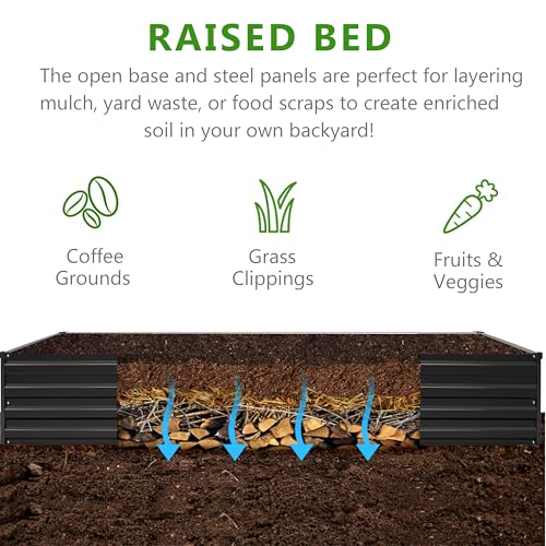 2PCS 9x3x1ft Galvanized Raised Garden Bed Kit,Metal Planter Box for Vegetables,Flowers,Herbs Durable Rust-Resistant Patio Gardening Beds,Black - color: Black, size: 9x3x1(2PCS)