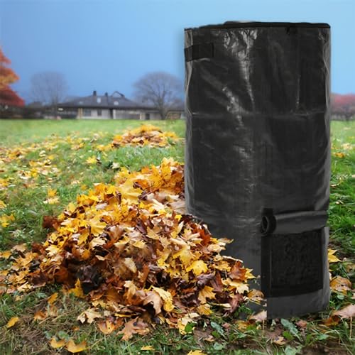Compost Bin Bags 34 Gallon Garden Compost Bags Outdoor Reusable,Organic Waste Garden Yard Compost Bag Collapsible Leaf Lawn Bags Gardening Container (Black 4pcs) - color: Black 4pcs