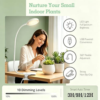 Soliseed 6W Clip-on Grow Light, Round Panel Timer Plant Lamp, 2 Pack - size: PANEL