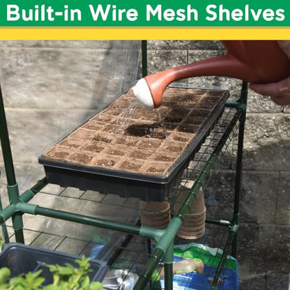 Miracle-Gro Walk-in Greenhouse, Removable Shelves, Transparent, 4'8"x29" - size: 4'8" x 29" x 6'5" - Translucent
