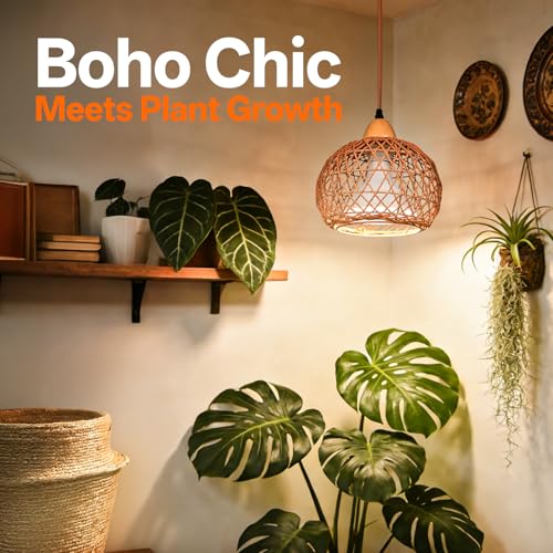 Bstrip Hanging Grow Light for Indoor Plants 18W - size: Rattan Lantern-Hanging