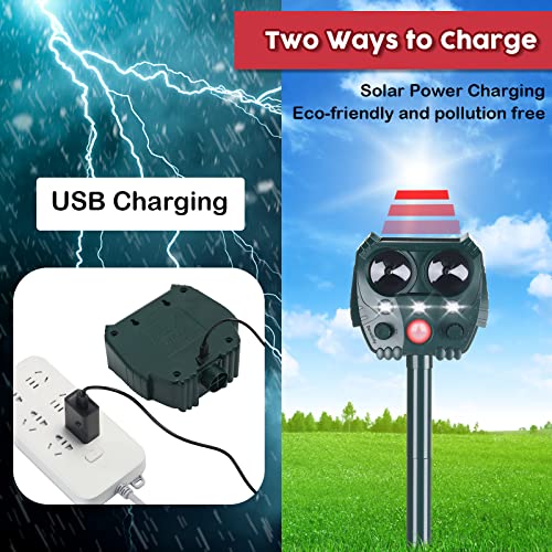 4 Pack 2026 Solar Ultrasonic Animal Repellent for Cat Deer Squirrel