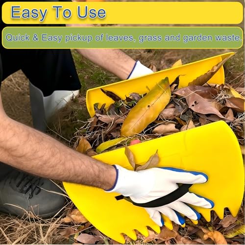 2 Sets Leaf Scoops Hand Rakes, Lightweight Plastic Leaf Grabbers
