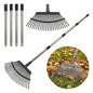 Metal Bow Leaf Rake with 25 Steel Teeth & 68" Stainless Steel Handle - size: 68-IN