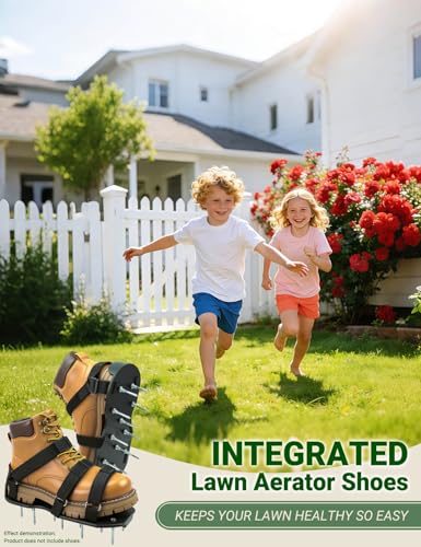 Lawn Aerator Shoes, Soil Aerator Grass Tool with Dual Hook & Loop Straps - color: Black&Silver