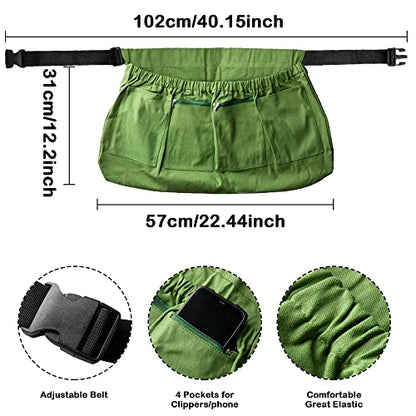 codree Harvest Apron for Garden Vegetable-Adjustable Harvest Picking Apron with 4 Pockets for Gardeners Pick Fruit Weeding - color: Green - 2pcs