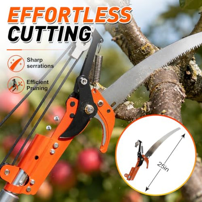 SISUPASSIE 26FT Reach Tree Trimmer, Telescoping Pole Saw with 5-20FT Extension Pole, Manual Tree Pruner Extendable for Yard, Garden, Patios - size: 20FT