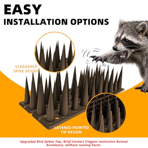 Bird Spikes, 6 Pack, 8.4 FT Total Coverage, Outdoor Bird Deterrent, Brown - color: Brown, size: 6 pack