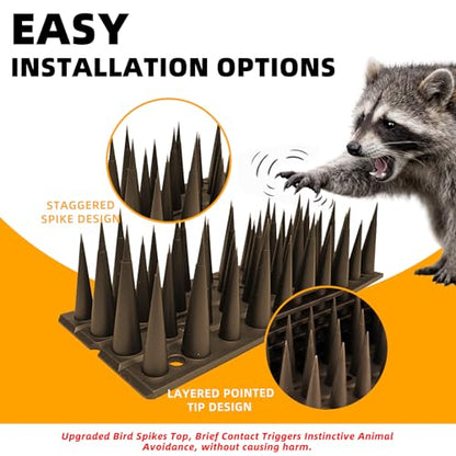 Bird Spikes, 6 Pack, 8.4 FT Total Coverage, Outdoor Bird Deterrent, Brown - color: Brown, size: 6 pack
