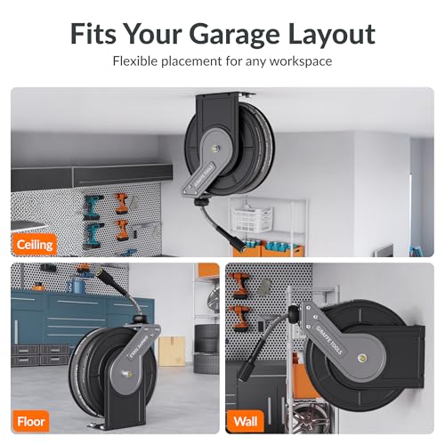 Giraffe Tools Pressure Washer Hose Reel with Replaceable 60FT Pressure Hose