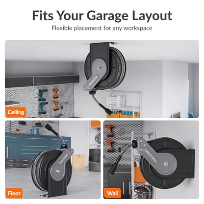 Giraffe Tools Pressure Washer Hose Reel with Replaceable 60FT Pressure Hose