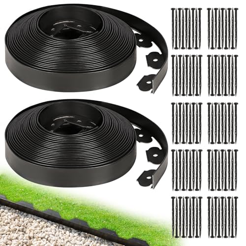 1.5 Inch x 100FT Garden Edging Border,Landscaping with 120pcs Spikes - size: 1.5IN x 100FT