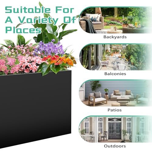 Montex Large Metal Rectangular Outdoor Planter Box, 37" L x 13" W x 26" H - size: 37''L x 13''W x 26''H