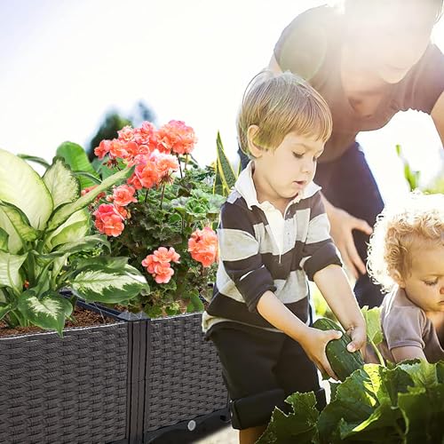 Raised Garden Bed Large Planters for Outdoor Plants Rectangular Elevated Planter Boxes Patio Balcony Deck for Planting Flowers, Vegetables, Tomatoes, and Herbs - color: 47.2"(l)x16"(w)x15"(h)/Brown