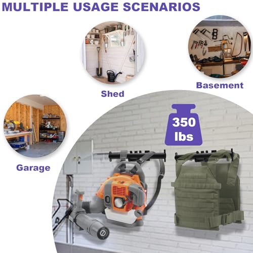 Backpack Blower Wall Hanger,Heavy Duty Wall Mounted Backpack Blower Rack,Backpack Leaf Blower Hanger for Backpack Leaf Blowers,Garden Sprayers,Chainsaws