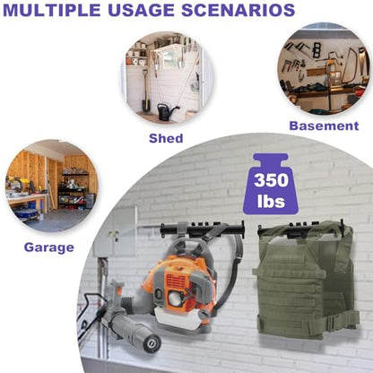 Backpack Blower Wall Hanger,Heavy Duty Wall Mounted Backpack Blower Rack,Backpack Leaf Blower Hanger for Backpack Leaf Blowers,Garden Sprayers,Chainsaws
