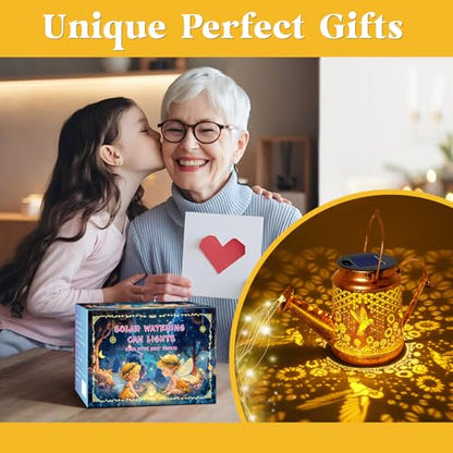 Solar Watering Can Lights, Hummingbird Hanging Lanterns, Mom Birthday Gifts - style: Hummingbird with Sunflower