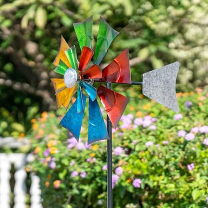 Viveta Metal Wind Spinners Outdoor, Colorful Kinetic Wind Spinner - color: Colorful-single