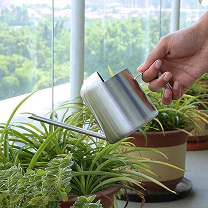 Mini Watering Can, 10oz/300ml Stainless Steel Long Spout Small Watering Can for Indoor Plants Succulents, Herbs (Silver) - color: Silver