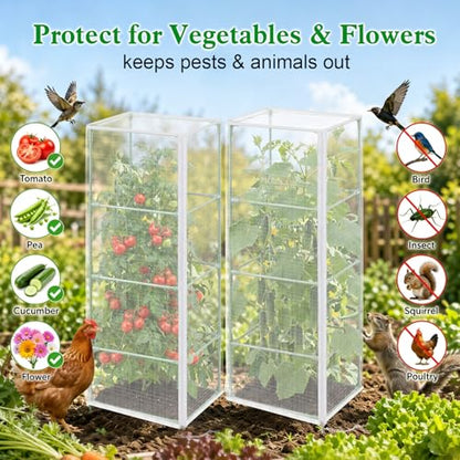 3 Pcs 57"X17.7"X17.7" Square Tomato Netting with Zipper, Insect Cover - size: Square-3PCS