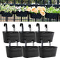 6 Pack 12" Metal Balcony Fence Railing Planters for Outdoor, Oval Black - color: Oval-black