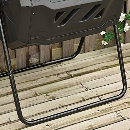 Tumbling Compost Bin Outdoor 360° Dual Chamber Rotating Composter 43 Gallon, Green