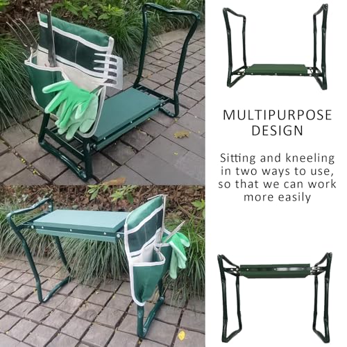 Garden Kneeler and Seat with Large Tool Pouch & Storage Bag
