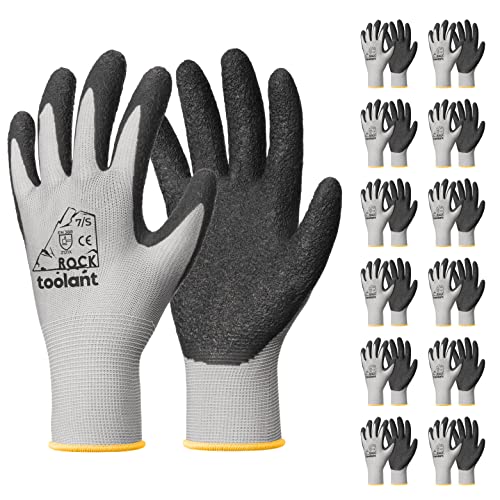 toolant Crinkle Latex Work Gloves, 12 Pairs, Gray, Small - color: Gray, size: Small