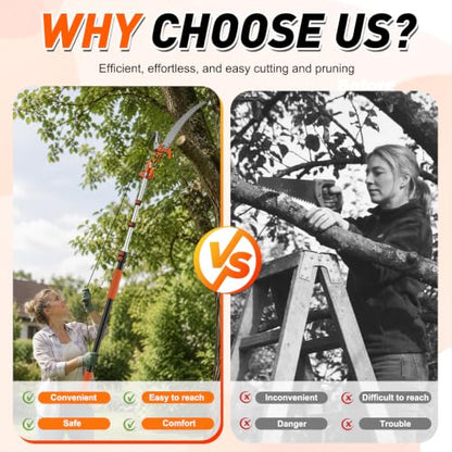 SISUPASSIE 26FT Reach Tree Trimmer, Telescoping Pole Saw with 5-20FT Extension Pole, Manual Tree Pruner Extendable for Yard, Garden, Patios - size: 20FT