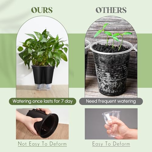 Wonderjune Self Watering Planter, 5.91'', Black, 9 Pcs - color: Black, size: 5.91''